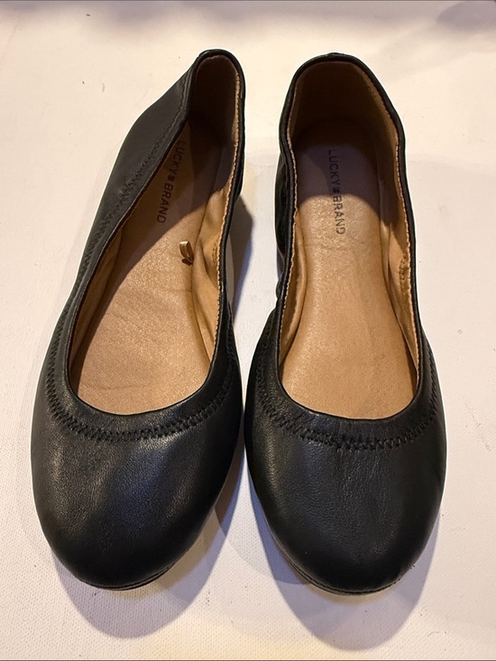 Lucky Brand Shoes - Lucky Brand Black Leather Round-Toe Ballet Flats